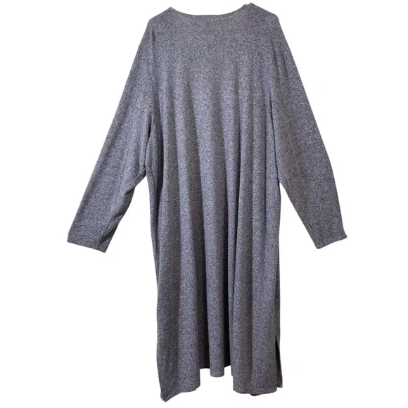 torrid Super Soft Plush Duster Open Front Heather Grey Front Pocket Plus 5X - Picture 4 of 13